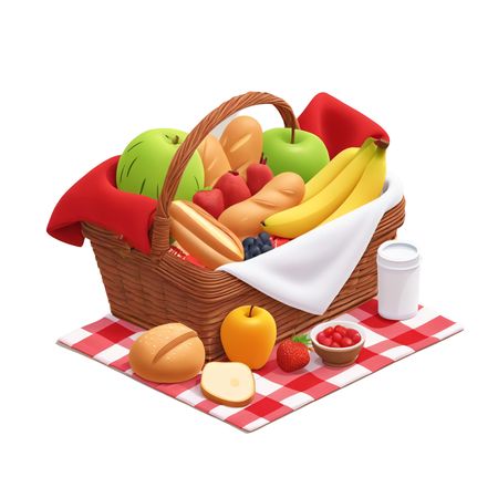 Free A Picnic Basket Filled With Fruits, Bread, And Drinks  AI Image