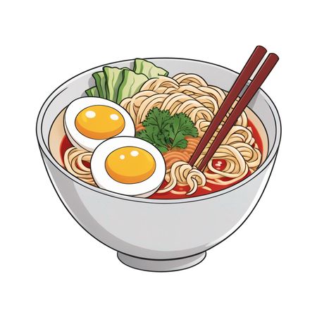 Free A Ramen Bowl With Eggs And Chopsticks  AI Image