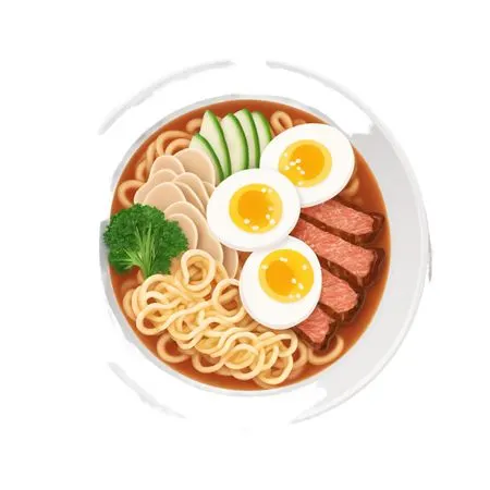 Free A Ramen Bowl With Various Toppings  AI Image
