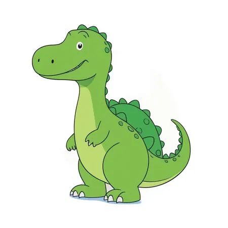 Free A Smiling Green Dinosaur  AI Image