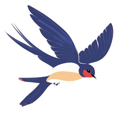 Free A Swallow Flying Among Roses  AI Image