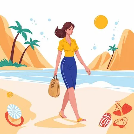 Free A Woman Walking On A Beach  AI Image