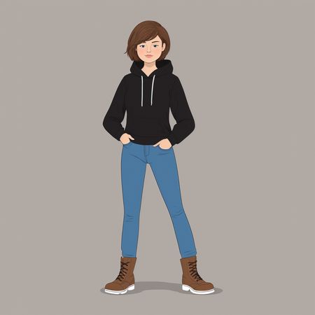Free A Young Woman In Casual Attire  AI Image