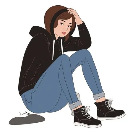 Free A Young Woman In Casual Attire Sitting Thoughtfully  AI Image