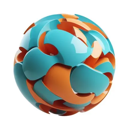 Free Abstract 3D Sphere With Interlocking Shapes  AI Image