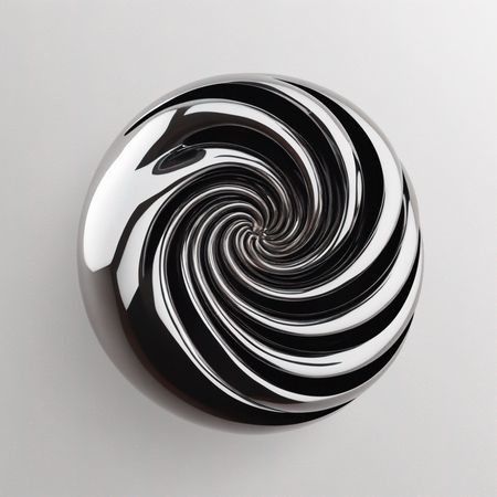 Free 抽象的なメタリックスパイラルアート作品  AI画像