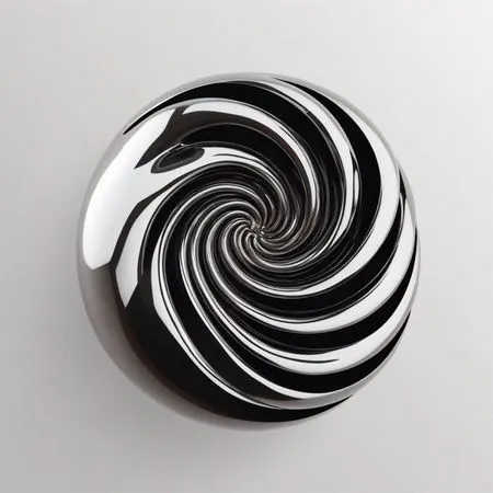 Free 抽象的なメタリックスパイラルアート作品  AI画像