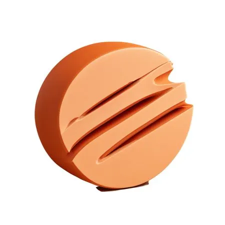 Free Abstract Orange 3D Sculpture With Geometric Design  AI Image