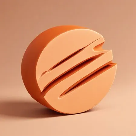 Free Abstract Orange 3D Sculpture With Geometric Design  AI Image