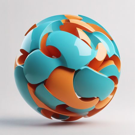 Free AI Abstract 3D Sphere With Interlocking Shapes Image