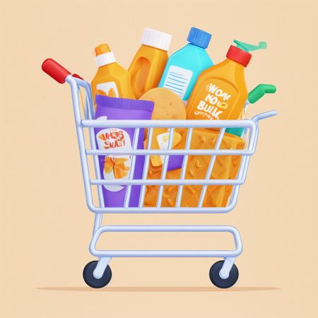 Free AI Carrinho de compras com produtos de limpeza  Imagem
