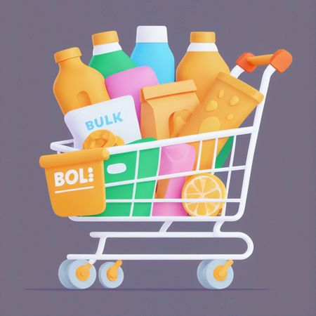 Free AI Carrinho de compras com produtos de mercearia  Imagem