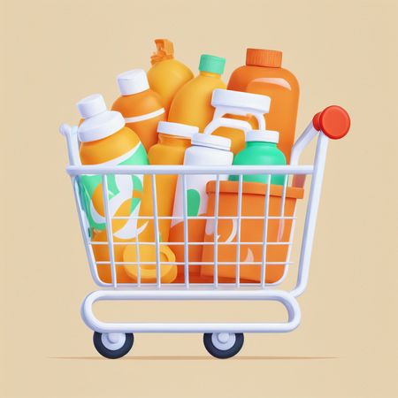 Free AI Carrinho de compras com vários produtos  Imagem