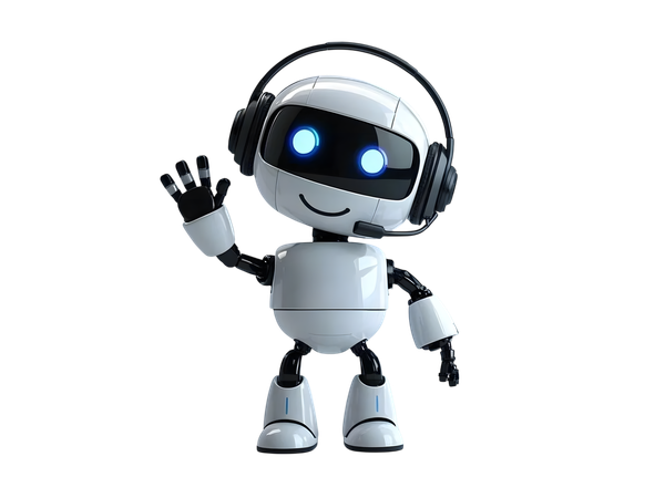 Free AI Customer support robot waiving hand  3D Illustration