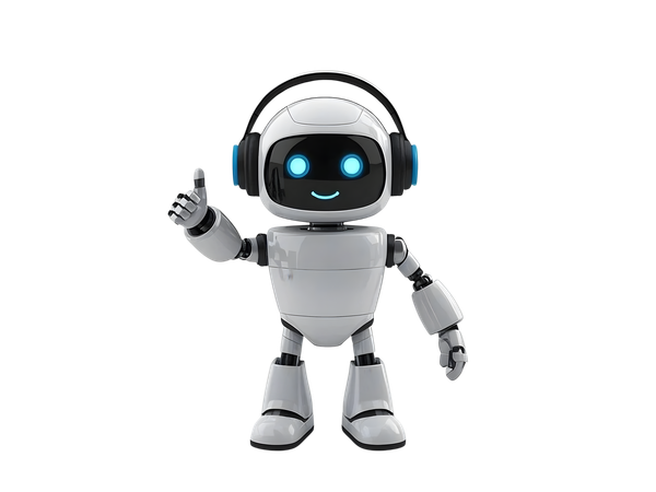 Free AI Cute AI robot wearing headphones showing thumbs up  3D Illustration