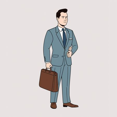 Free AI Illustration Of A Businessman Holding A Briefcase.  Image