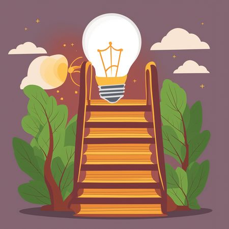 Free AI Staircase Leading To Lightbulb  Image