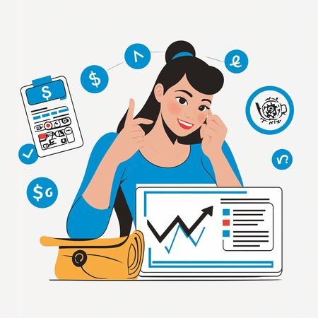 Free AI Woman Analyzing Financial Growth With Digital Tools Image