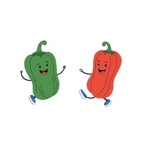 Free Anthropomorphic Bell Peppers Dancing Happily.  AI Image