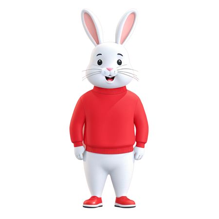 Free Anthropomorphic Bunny In A Red Sweater  AI Image