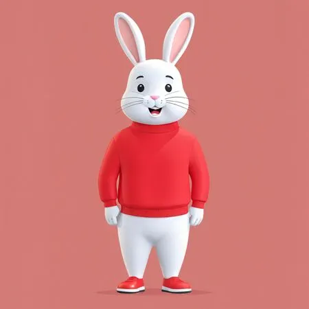 Free Anthropomorphic Bunny In A Red Sweater  AI Image