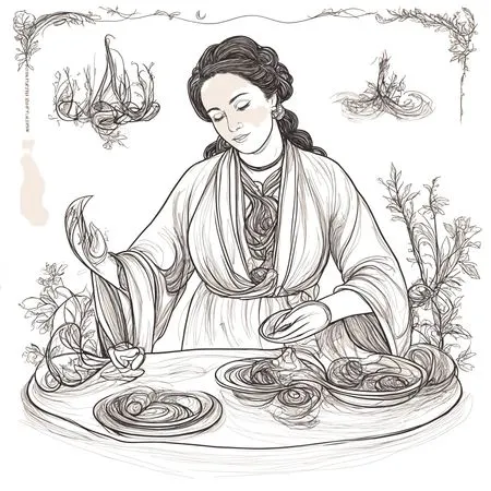 Free Art Nouveau Of Woman With Floral Motifs  AI Image