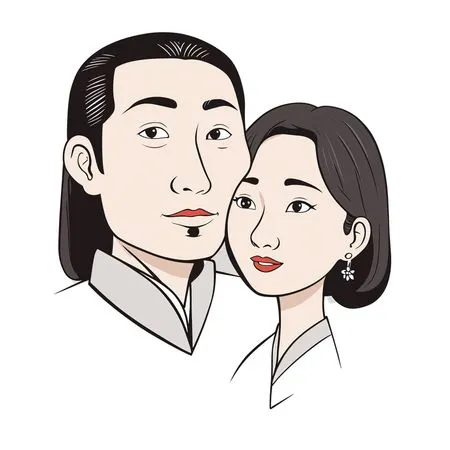 Free Asian Couple In Traditional Attire AI Image