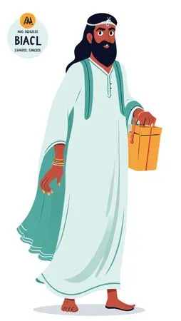 Free Bearded Man In Traditional Attire Carrying Gift Box  AI Image