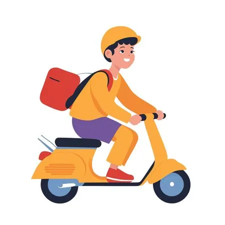 Free Boy rides scooter while wearing helmet  AI Image