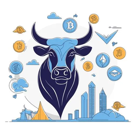 Free Bull Market With Cryptocurrency Symbols  AI Image