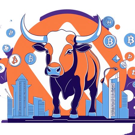 Free Bull Market With Cryptocurrency Symbols  AI Image