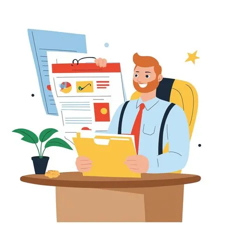 Free Businessman Reviewing Documents At Desk  AI Image
