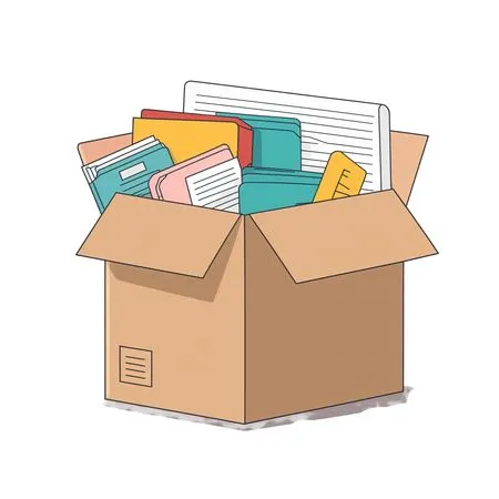 Free Cardboard Box Filled With Files And Documents  AI Image