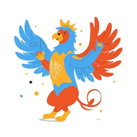 Free Cartoon Griffin With Crown  AI Image