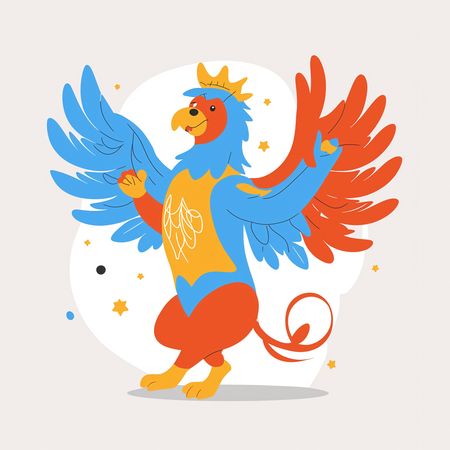 Free Cartoon Griffin With Crown  AI Image