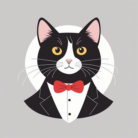 Free Cat In A Tuxedo And Bowtie  AI Image