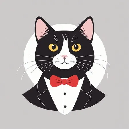 Free Cat In A Tuxedo And Bowtie  AI Image