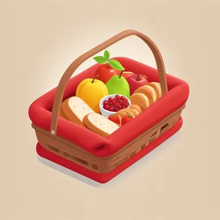 Free Cesta de piquenique com frutas e pão  Imagem de IA