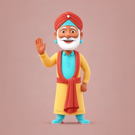 Free Character In Traditional Attire Waving  AI Image