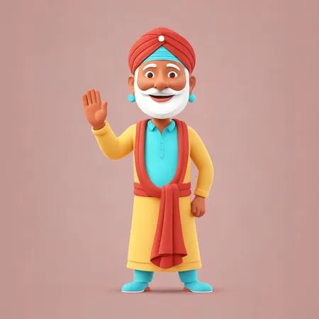 Free Character In Traditional Attire Waving  AI Image