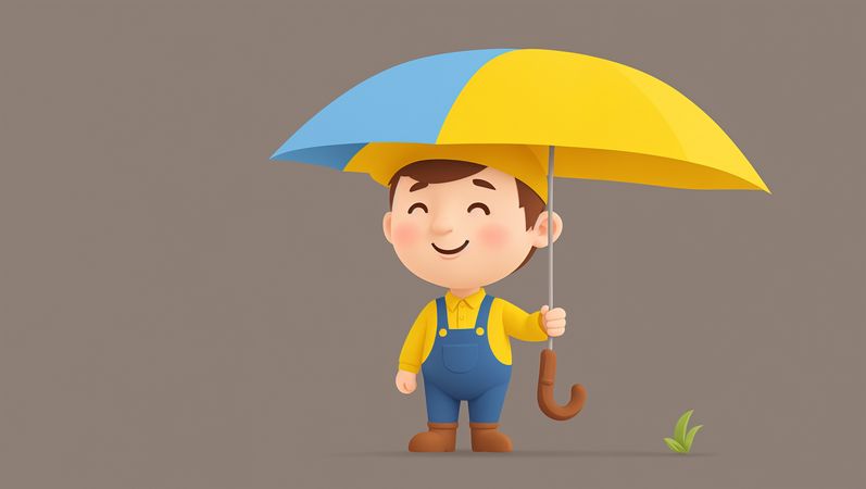 Free 우산을 쓴 아이  AI 이미지