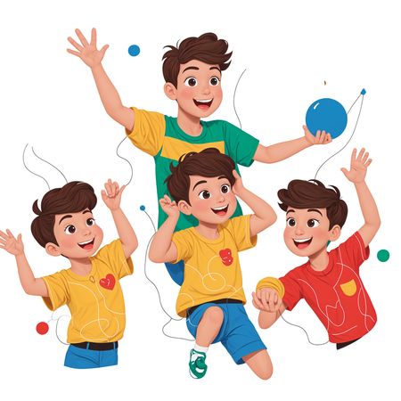 Free Children Joyfully Playing With Balloons  AI Image