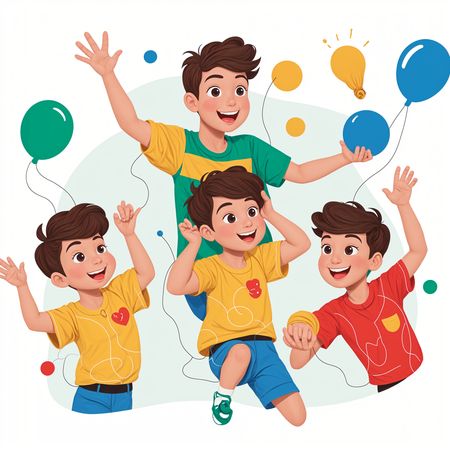 Free Children Joyfully Playing With Balloons  AI Image