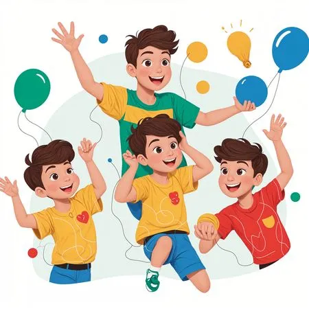 Free Children Joyfully Playing With Balloons  AI Image
