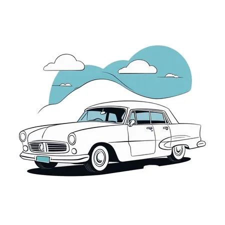 Free Classic Vintage Car With Clouds  AI Image