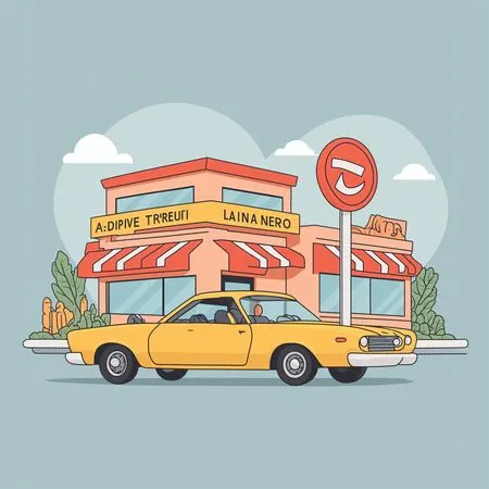 Free Coche retro en un restaurante  Imagen AI