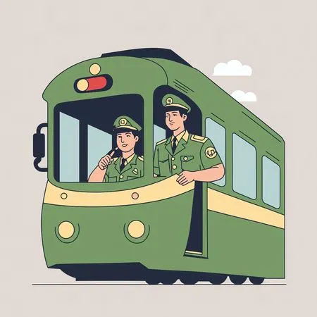 Free Conducteurs de train dans un train vintage  Image IA