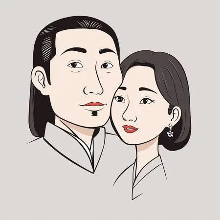 Free Couple asiatique en tenue traditionnelle  Image IA
