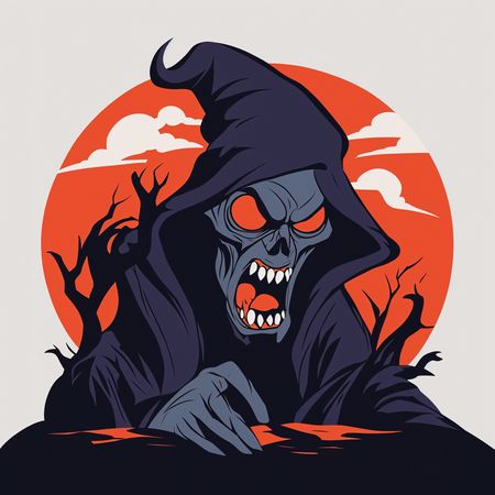 Free Creepy Hooded Skeleton In Halloween  AI Image