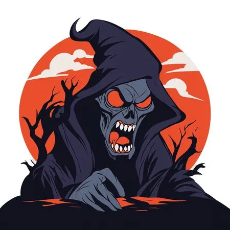 Free Creepy Hooded Skeleton In Halloween  AI Image